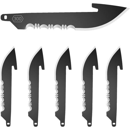 Outdoor Edge 3.0" Drop-point W/serrations Blade Pack (black, 6 Blades)