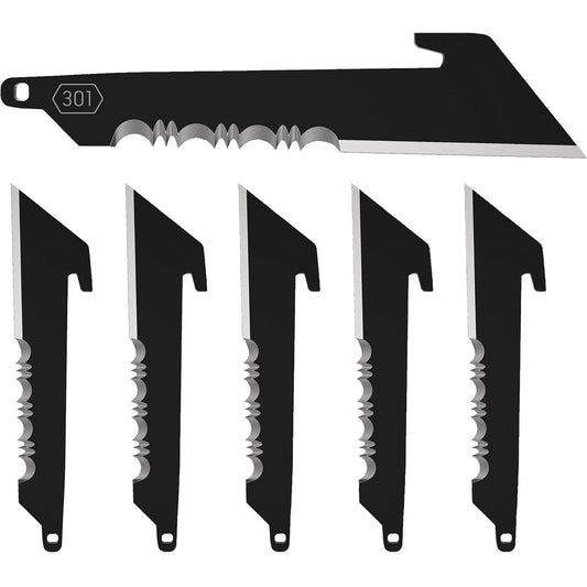 Outdoor Edge 3.0" Utility Blade W/serrations Blade Pack (black, 6 Blades)
