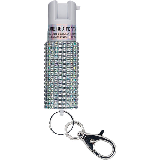 Sabre Jeweled Pepper Spray Silver With Key Ring