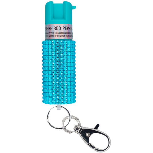 Sabre Jeweled Pepper Spray Teal With Key Ring