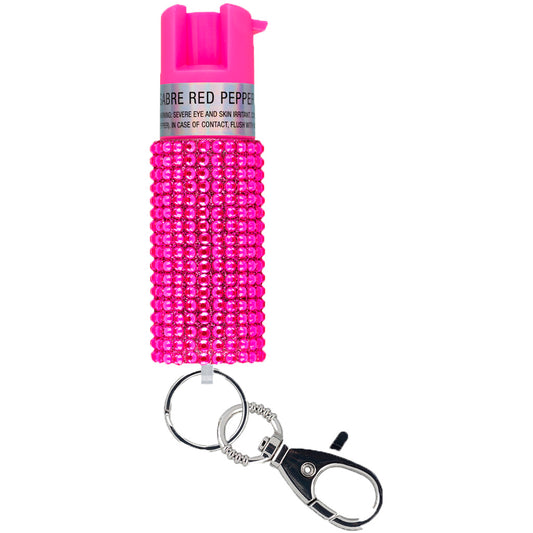 Sabre Jeweled Pepper Spray Pink With Key Ring