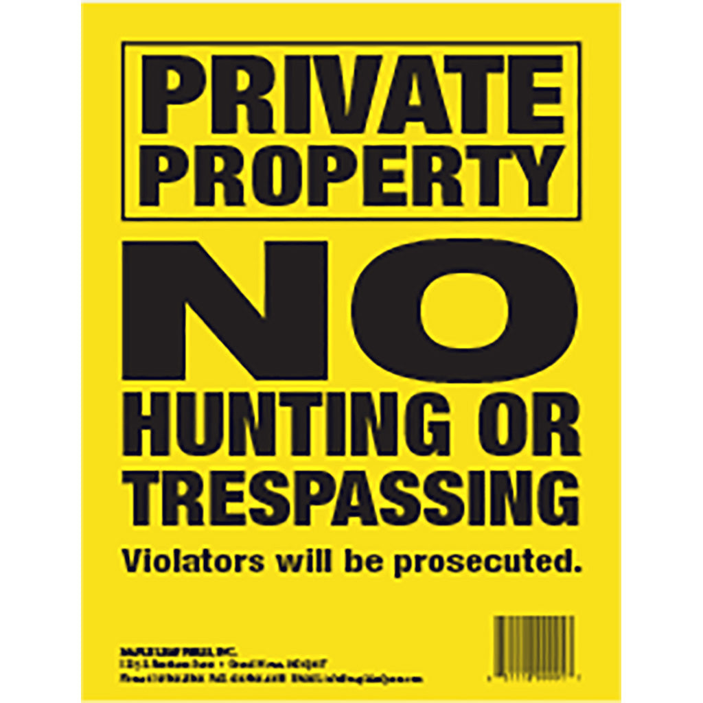 Maple Leaf No Trespassing Sign Yellow 8.5 X 11 In. Vertical 25 Pk.