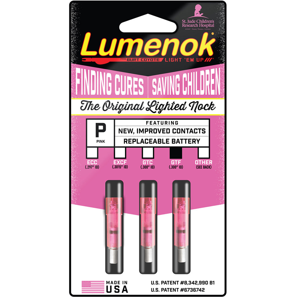 Lumenok Crossbow Nocks Pink Flat Gold Tip 3 Pk.