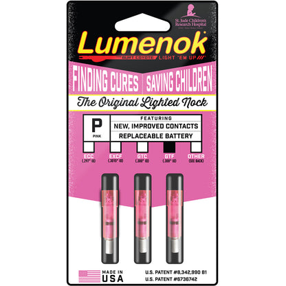 Lumenok Crossbow Nocks Pink Flat Gold Tip 3 Pk.
